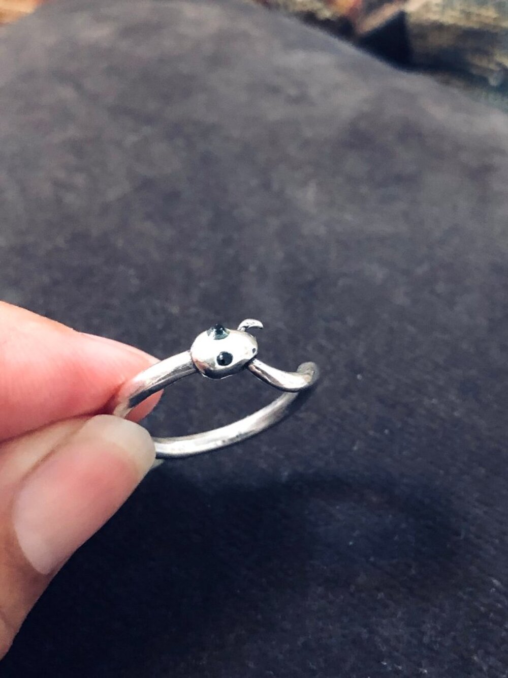 Silver Tone Ring Snake Holding It's Tail Size 8